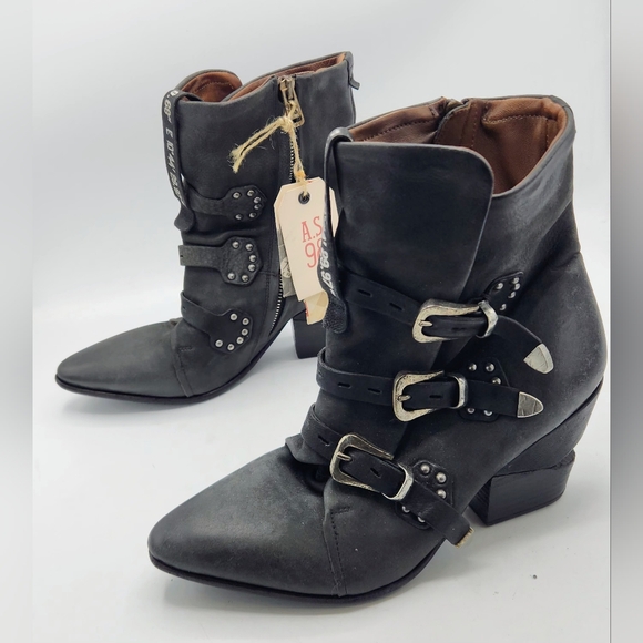 NWT A.S. 98 Saintec Studded Black Leather Moto Boots - Italian - Size 40 - Picture 2 of 16